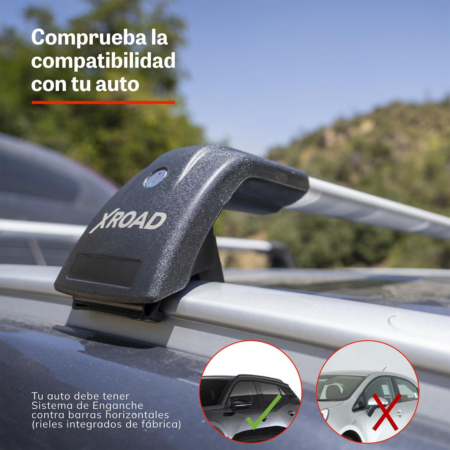 XRoad Barras R13 — detalle del pie de sujeción y sistema de fijación sin perforar