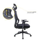 LEVO Silla Ergotech — vista lateral mostrando curva ergonómica y reclinación