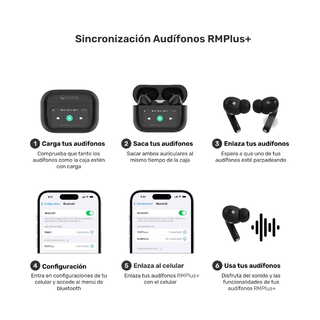 Audífonos Bluetooth TWS Pantalla Touch ANC RMPLUS+ Lhotse