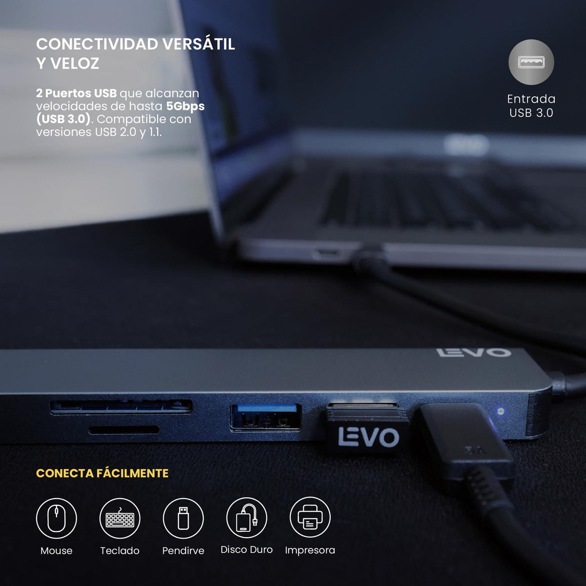 Hub USB-C Adaptador Multipuerto 6 en 1 Macbook Windows LEVO — foto 6
