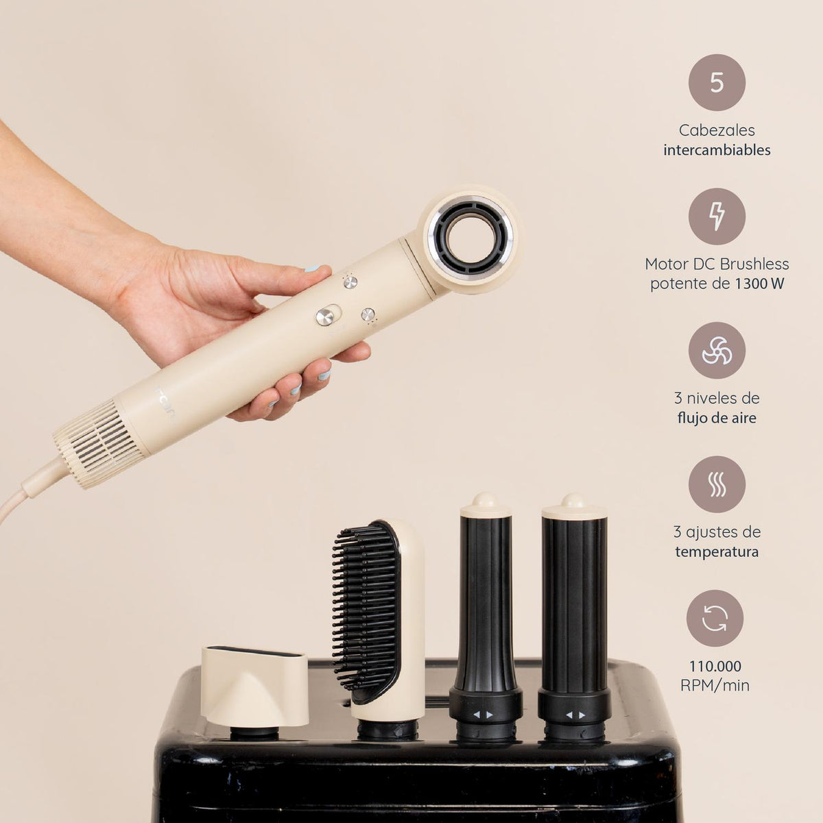 Secador de pelo Multistyler T-Care 5 en 1 Beige — foto 3