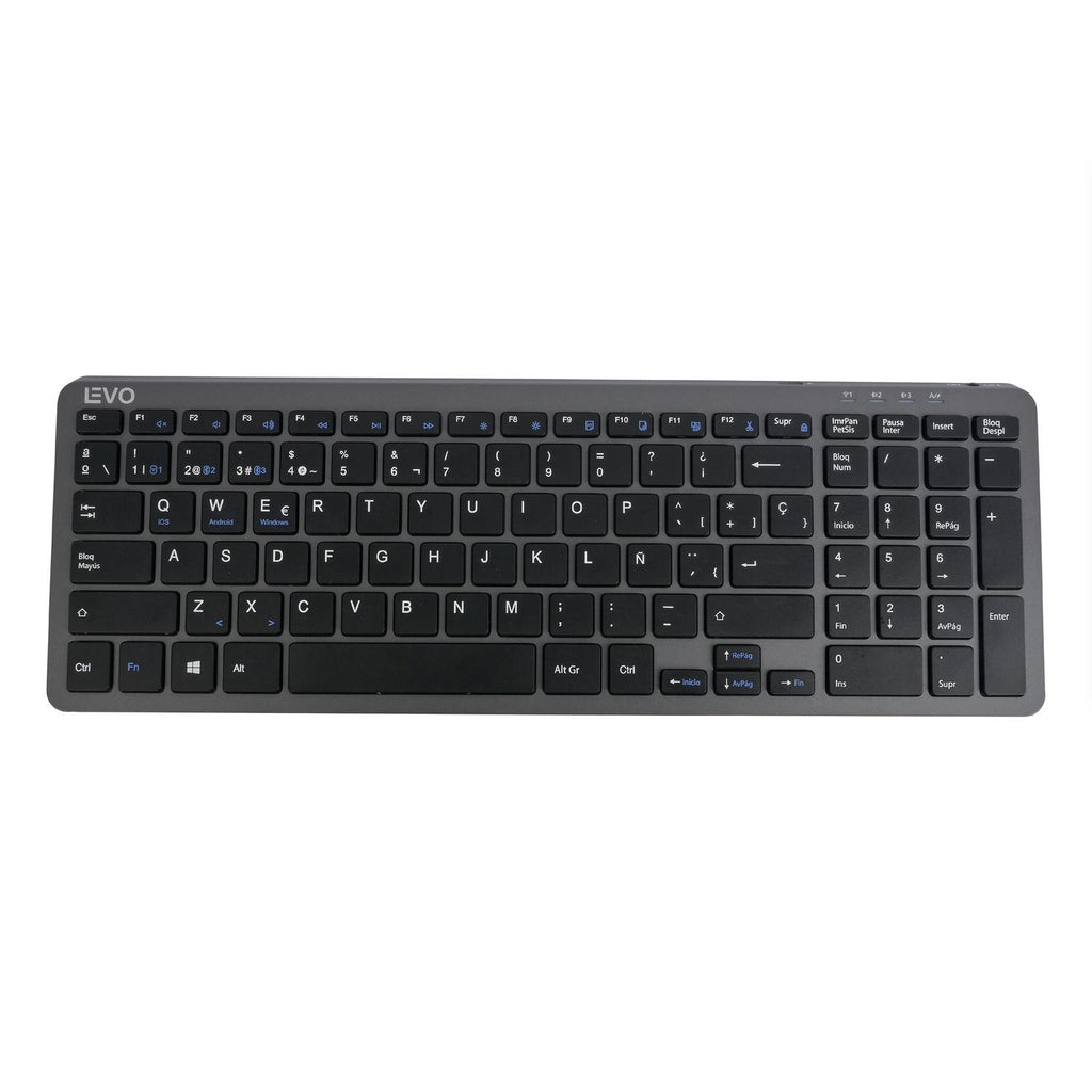 LEVO Teclado Inalambrico Cygna Slim grafito teclado inalambrico slim Bluetooth y 2.4G con 99 teclas