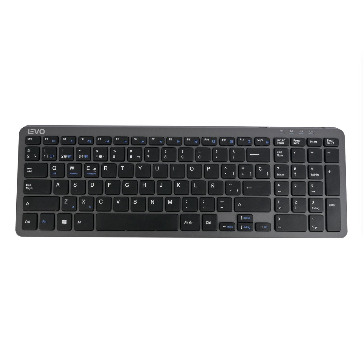 LEVO Teclado Inalambrico Cygna Slim grafito teclado inalambrico slim Bluetooth y 2.4G con 99 teclas