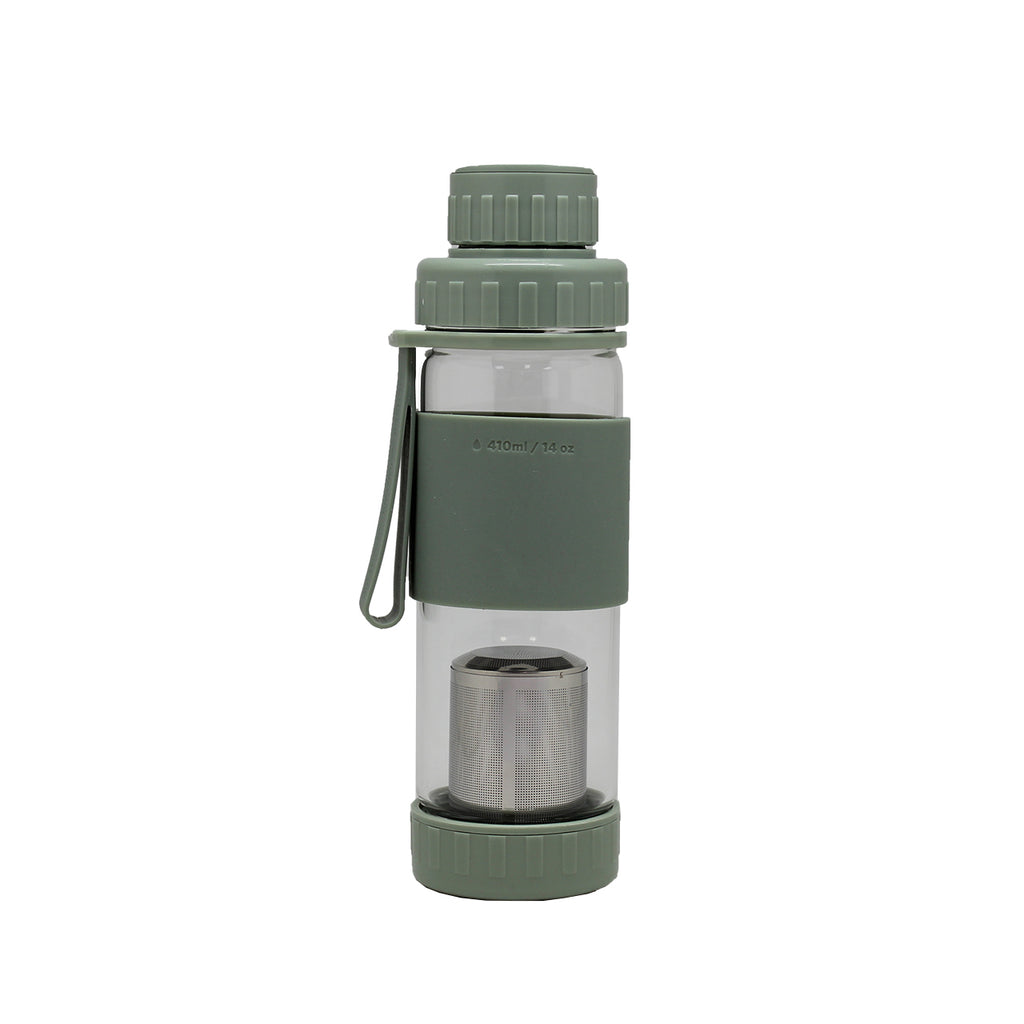 Botella De Vidrio Con Infusión 410Ml Verde Brando