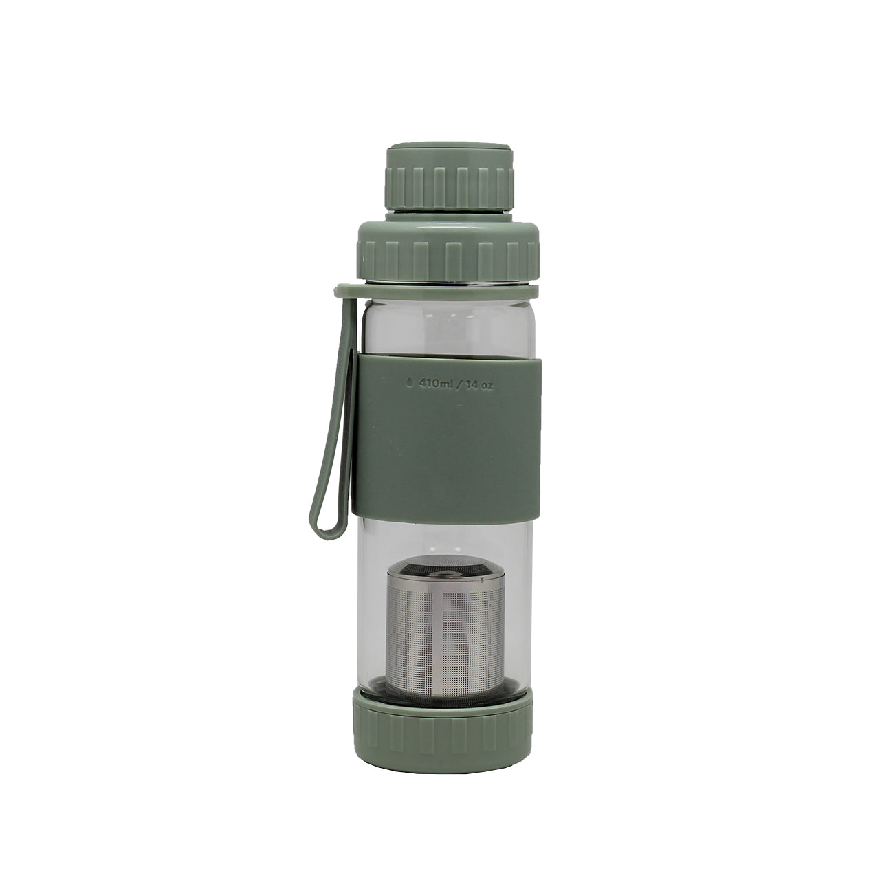 Botella De Vidrio Con Infusión 410Ml Verde Brando