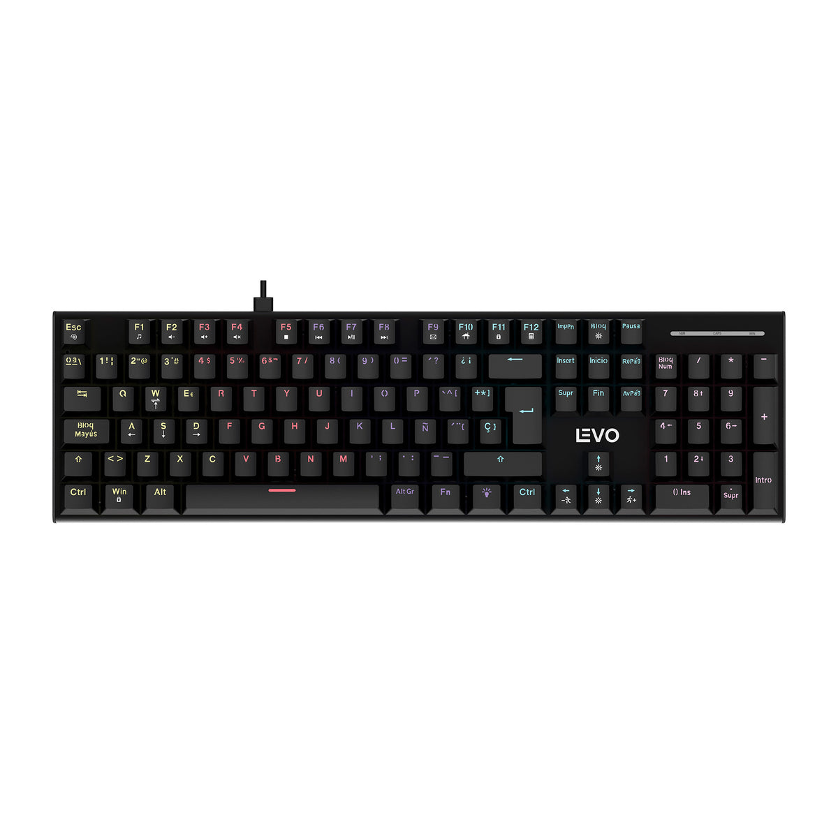 LEVO Teclado Gamer NovaBlade Numérico Red Switch — vista frontal sobre fondo blanco