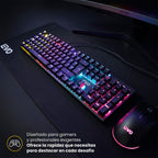 LEVO Teclado Gamer NovaBlade Numérico Red Switch — en un setup gamer con mouse