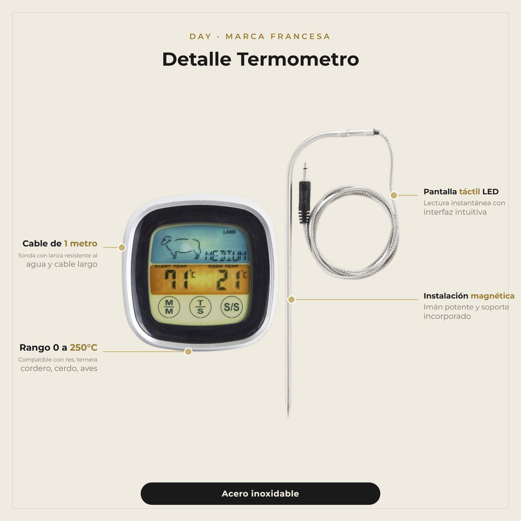 Termometro Digital de Acero inoxidable Para Carnes DAY