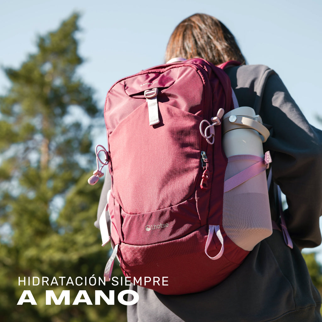 Mochila Outdoor DayPack Latok 25L Burdeo Lhotse, bolsillo lateral para botella de hidratación