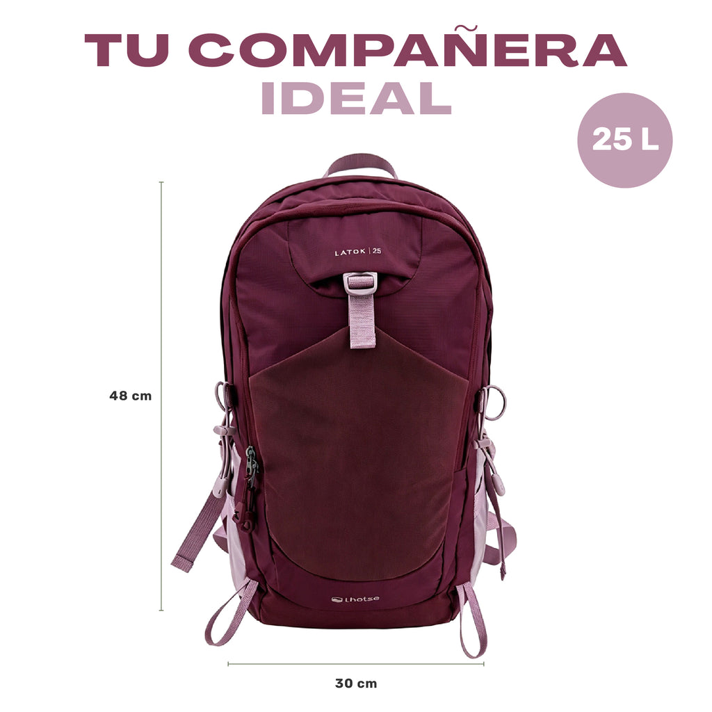 Mochila Outdoor DayPack Latok 25L Burdeo Lhotse, medidas 48 x 30 cm, capacidad 25 L