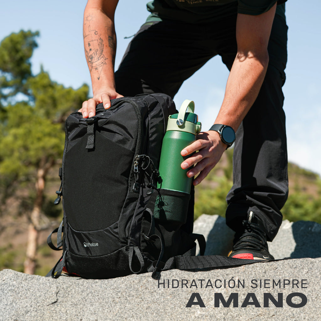 Mochila Outdoor DayPack Latok 25L Negro Lhotse, bolsillo lateral para botella de hidratación