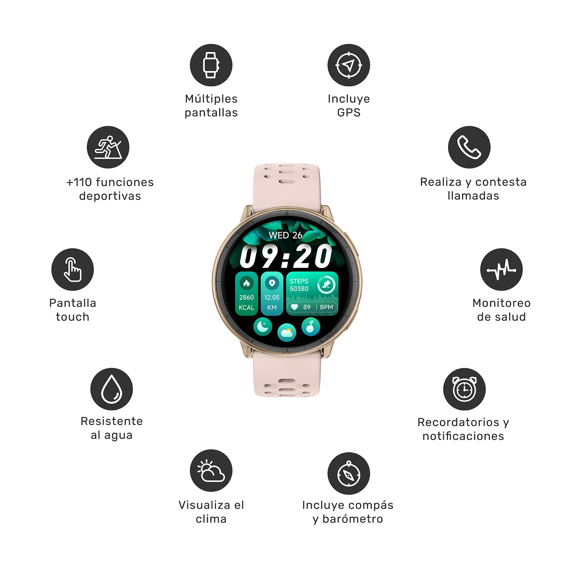 Reloj Smartwatch GPS Shar T1 43,5mm Lhotse Rosa 8