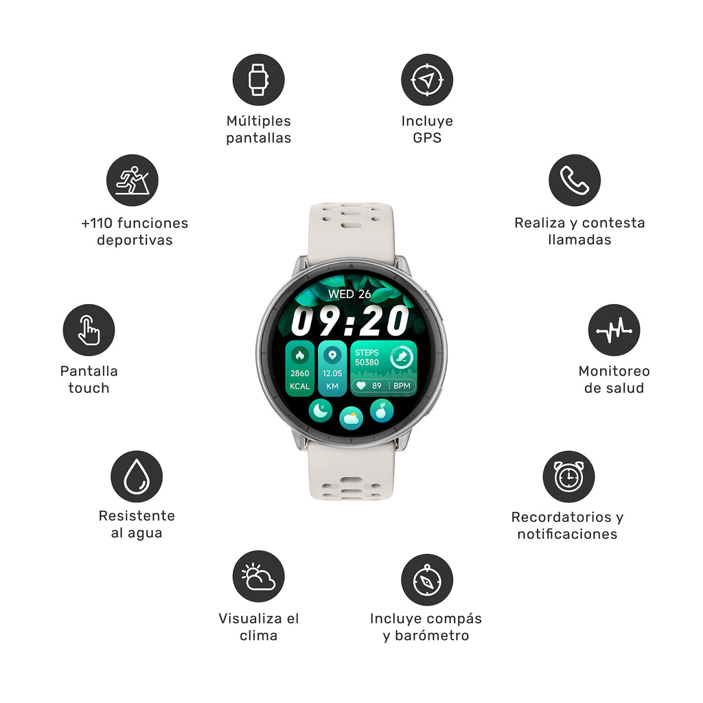 Reloj Smartwatch GPS Shar T1 43,5mm Lhotse Crema 8