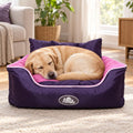 Cama Reversible Doble Color Perro Talla XL Morado Mascan en uso