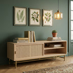 Rack TV como credenza en estudio verde