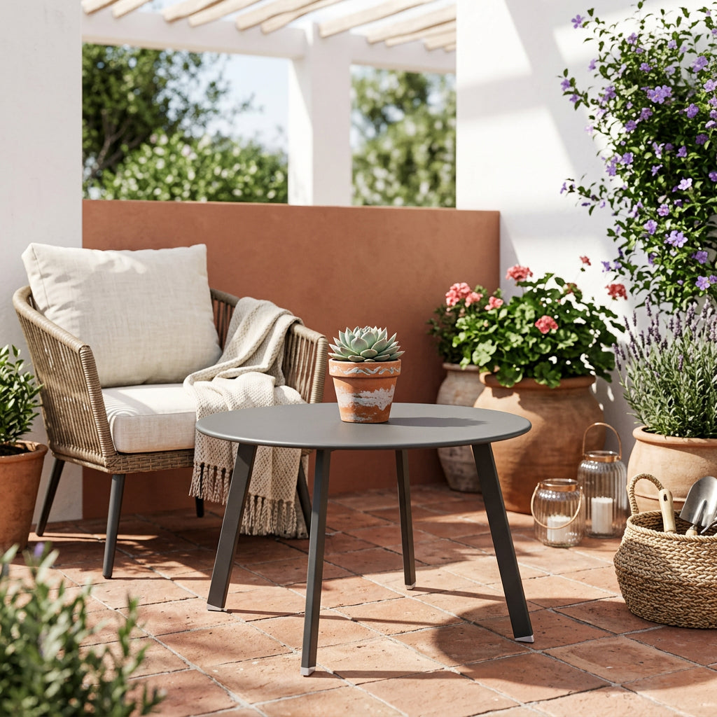 Mesa Terraza Redonda Metal Gráfito D. 50 X 45 cm Atmosphera