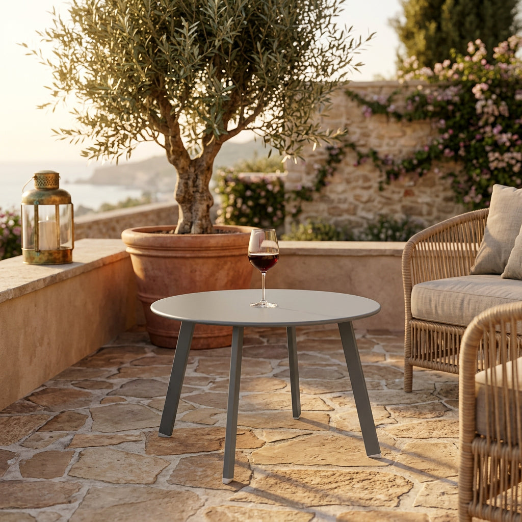Mesa Terraza Redonda Metal Gráfito D. 50 X 45 cm Atmosphera