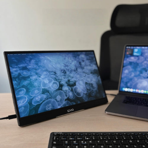 LEVO NexView 15.6 — monitor conectado a notebook por USB-C como segunda pantalla