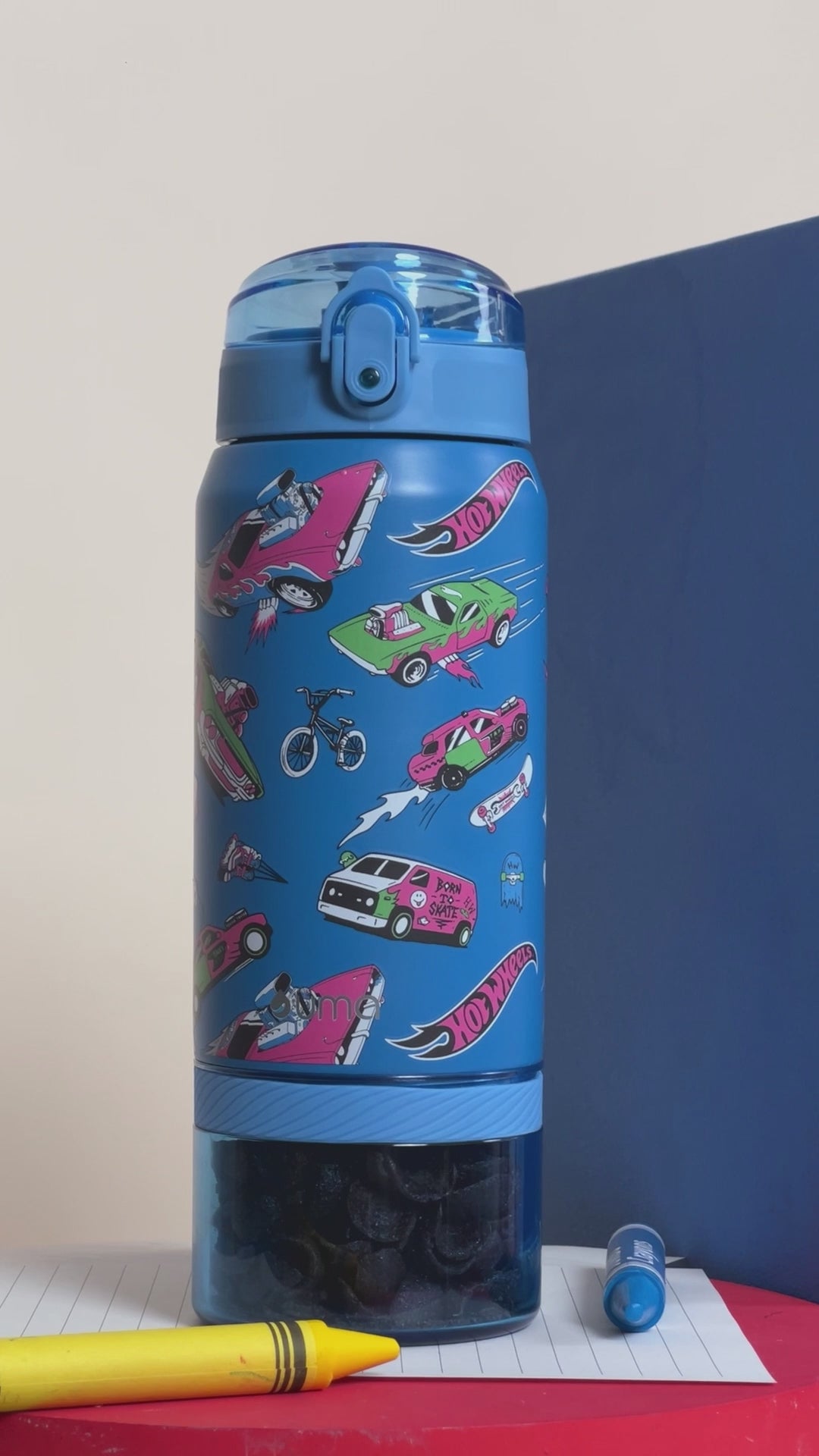 Video Botella Térmica Niños Hot Wheels Comic 2 en 1 590ml Acero Inox UMA