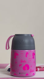 Video Termo Comida Barbie Fun + Cuchara 450ml Acero Inox UMA