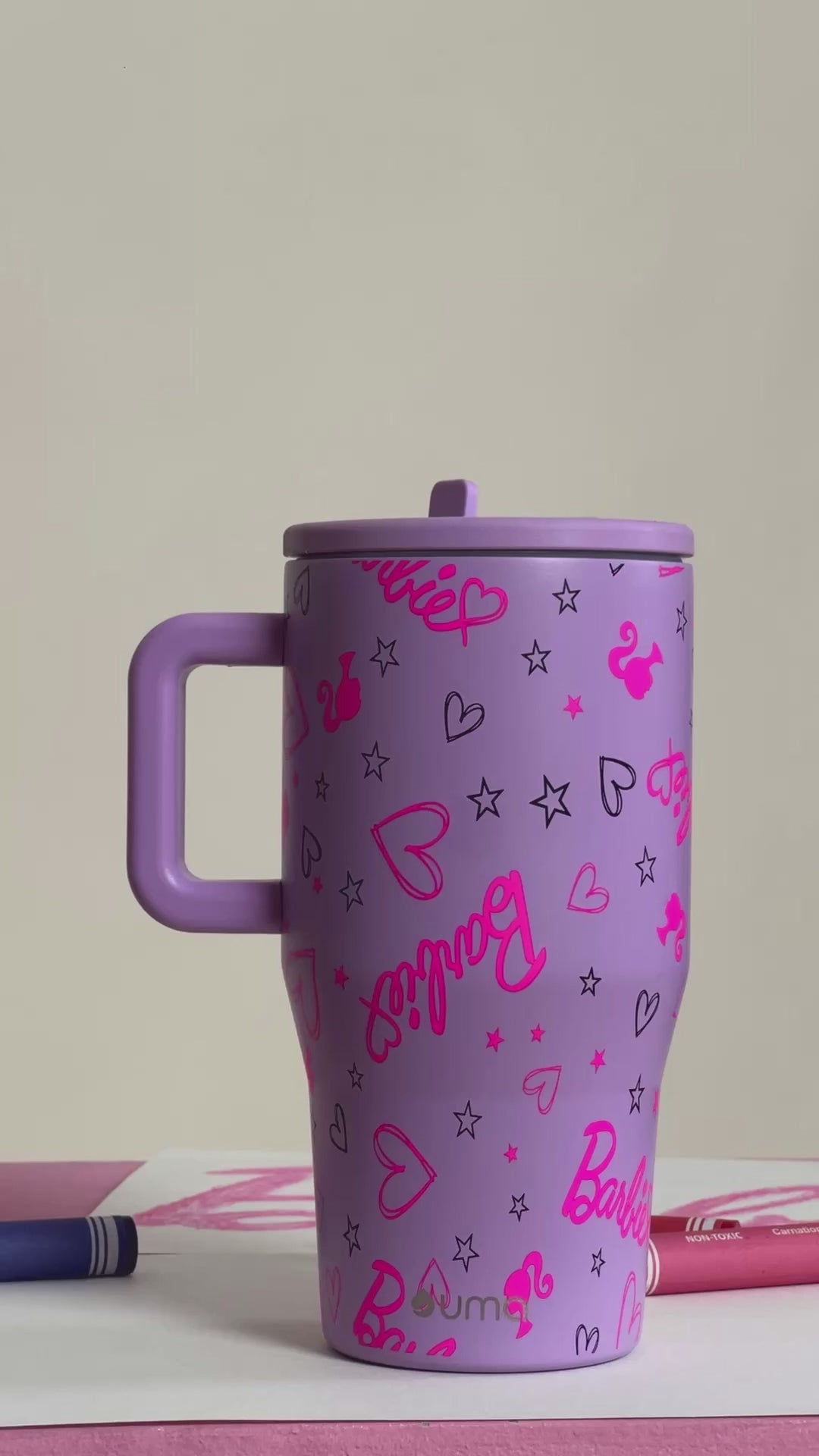 Video Vaso Térmico Tumbler Mug Barbie Love 590ml Acero Inox UMA