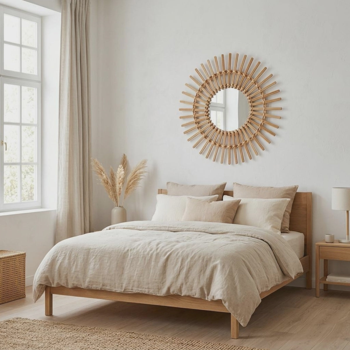 Espejo Redondo Decorativo Diseño Sol de Ratán Atmosphera
