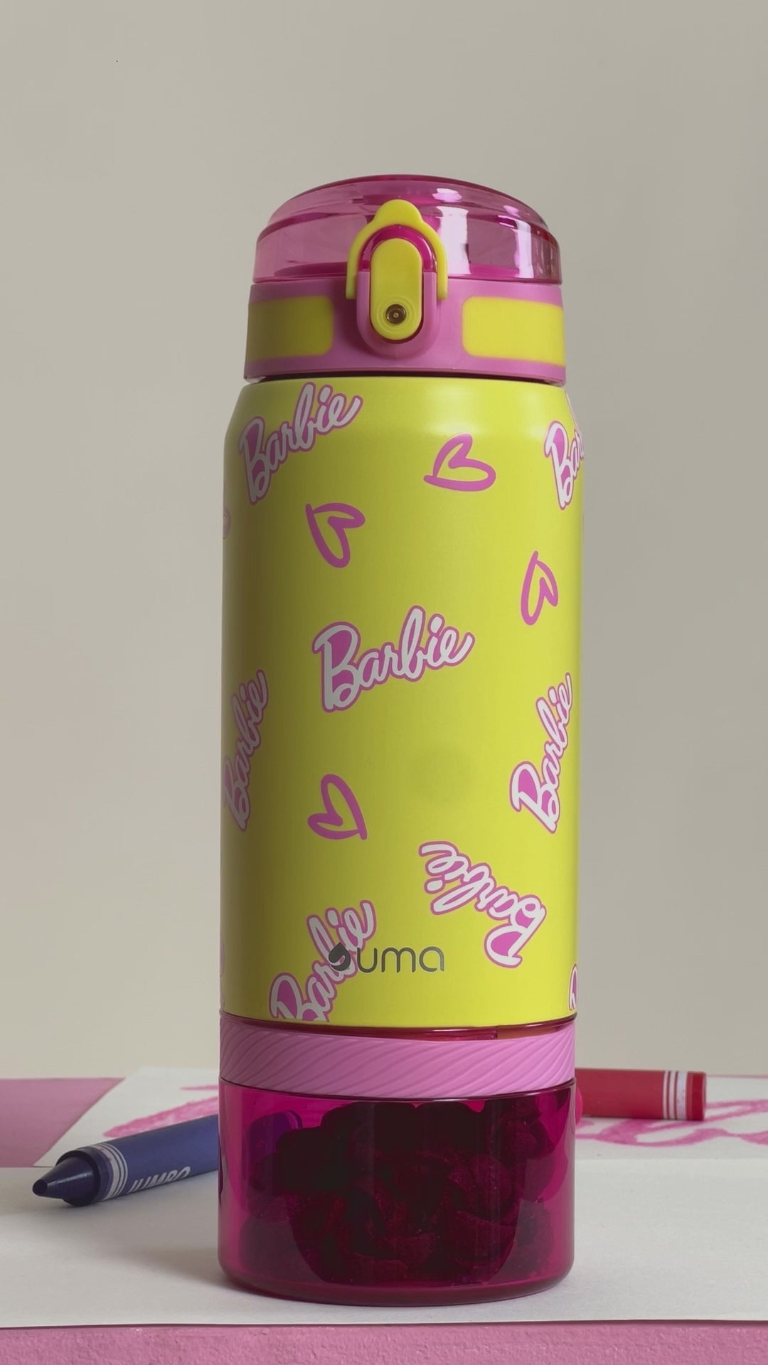 Video Botella Térmica Niños Barbie Inspire 2 en 1 590ml Acero Inox UMA