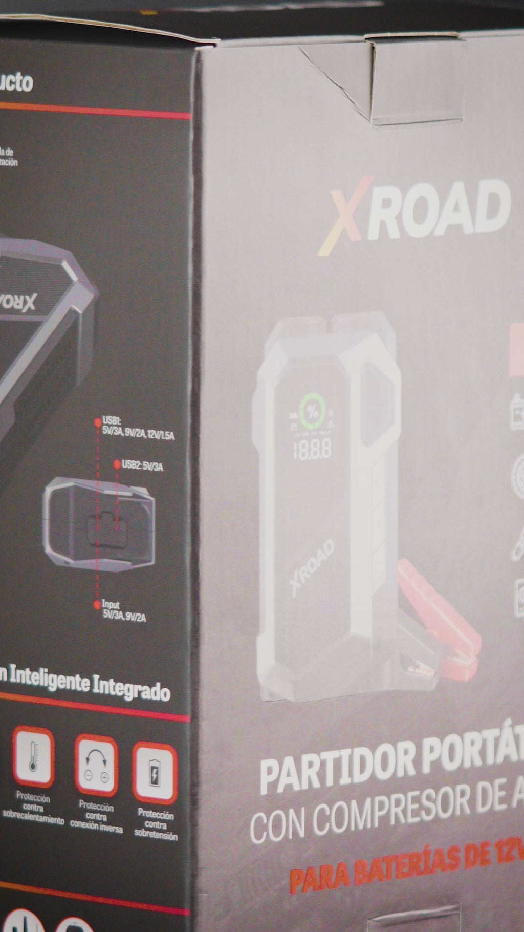Video Partidor De Batería Portátil Con Compresor De Aire 12V XRoad