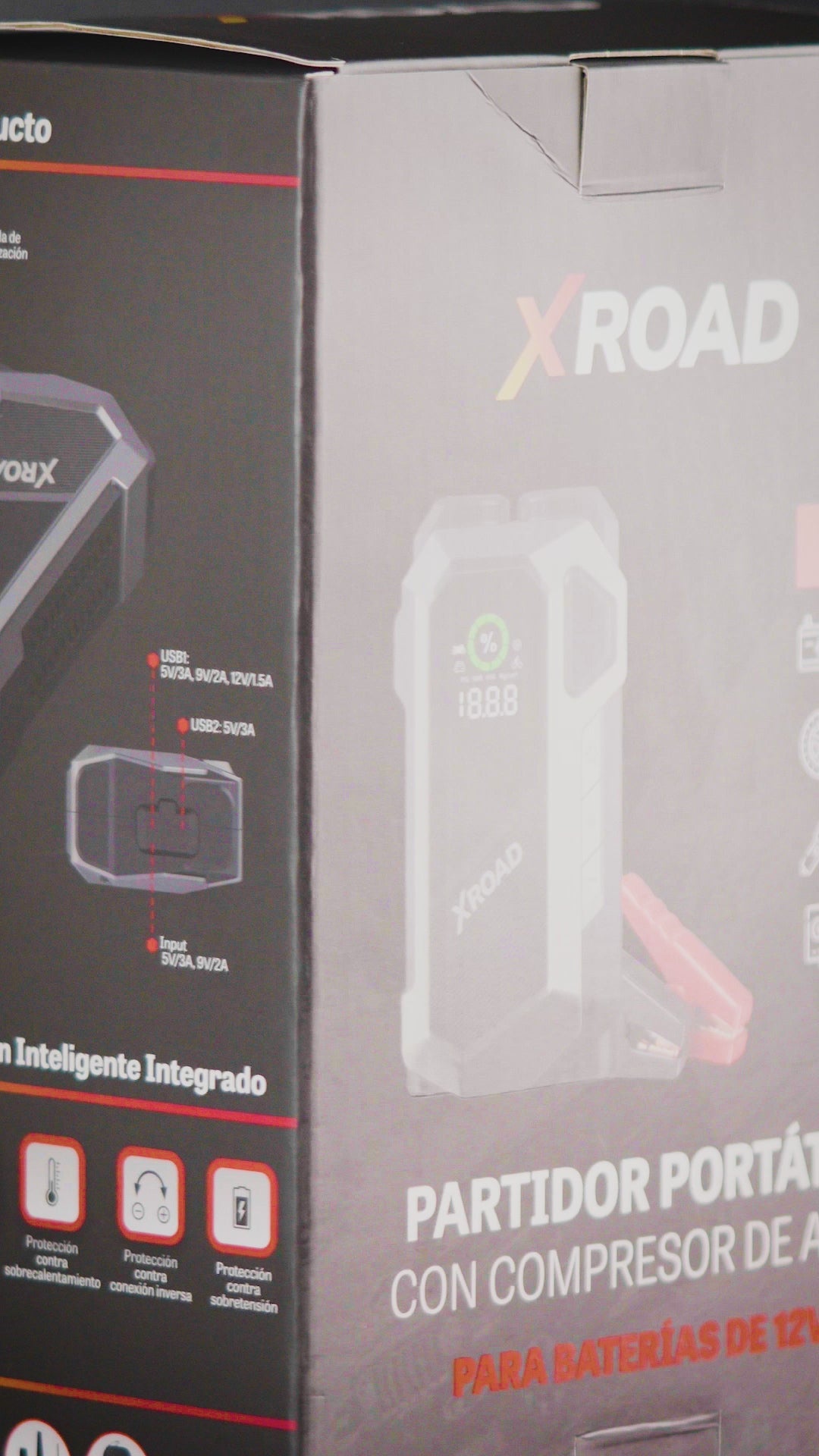 Video Partidor De Batería Portátil Con Compresor De Aire 12V XRoad
