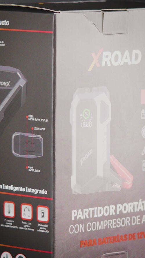 Video Partidor De Batería Portátil Con Compresor De Aire 12V XRoad
