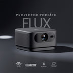 Proyector Flux y telón 100" LEVO, proyector Flux con WiFi 5G, HDMI y Bluetooth