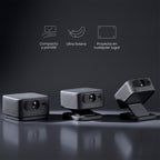 Proyector Flux y telón 100" LEVO, diseño compacto y portátil del Flux
