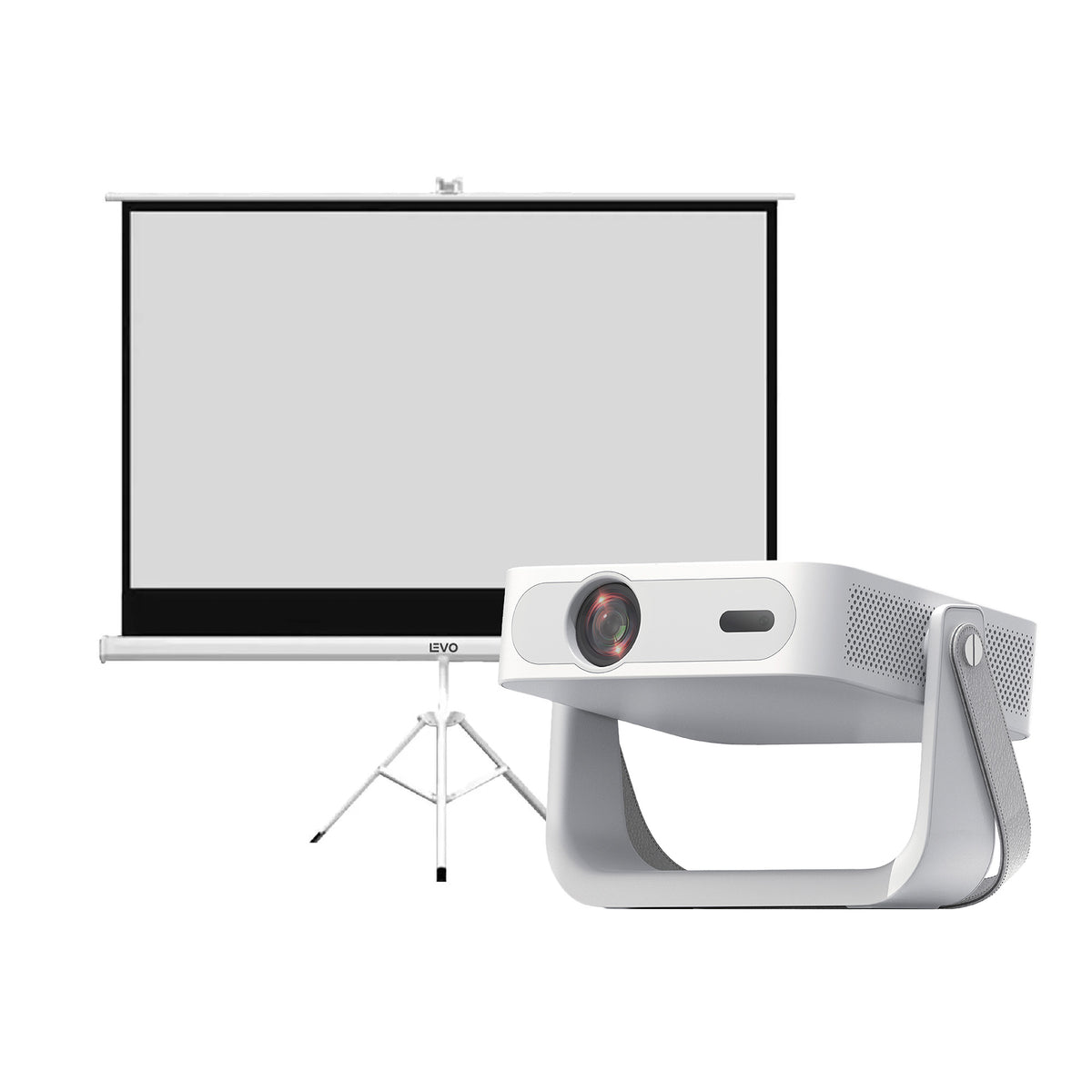 Proyector Novus y telón 100" LEVO, proyector y telón juntos