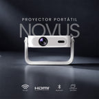 Proyector Novus y telón 100" LEVO, proyector Novus con WiFi 5G, HDMI y Bluetooth