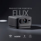 LEVO Proyector Portátil Smart Flux — vista frontal con conectividad WiFi, HDMI y Bluetooth
