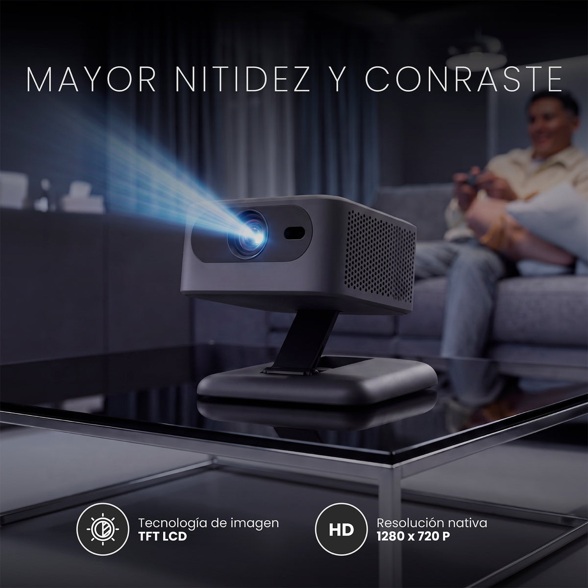 LEVO Proyector Portátil Smart Flux — mayor nitidez y contraste