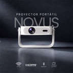LEVO Proyector Portátil Smart Novus — vista frontal con conectividad WiFi, HDMI y Bluetooth
