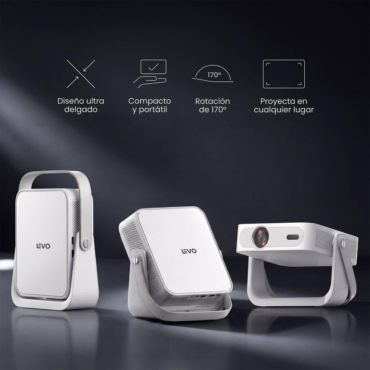LEVO Proyector Portátil Smart Novus — diseño compacto y rotación