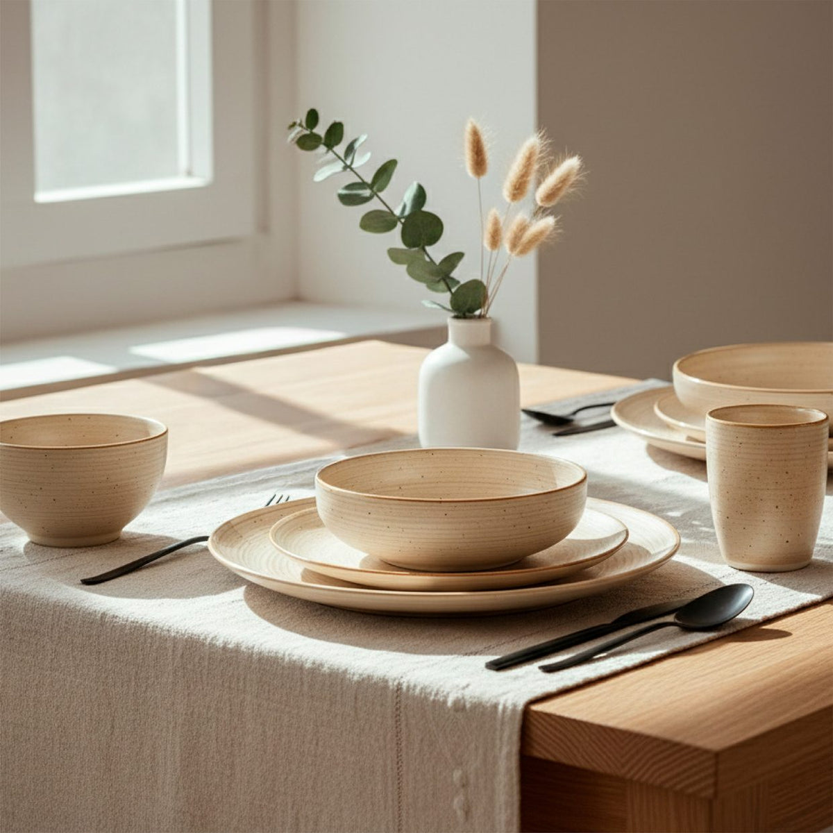 Simplit loza y vajilla de ceramica sobre mesa
