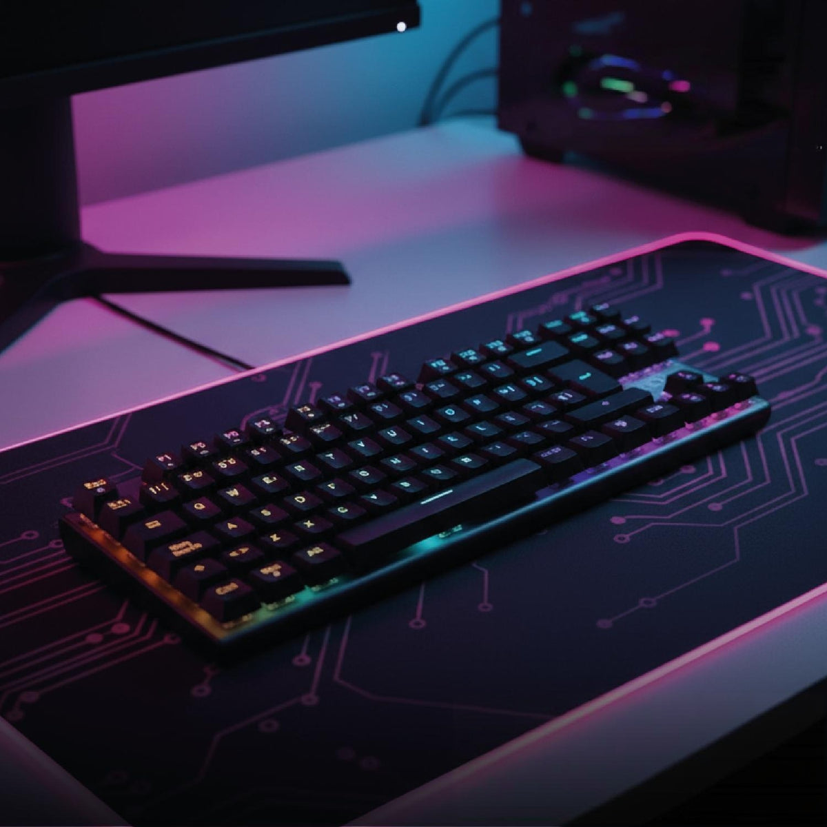 LEVO NovaBlade — setup gaming completo con teclado, mouse y audífonos RGB